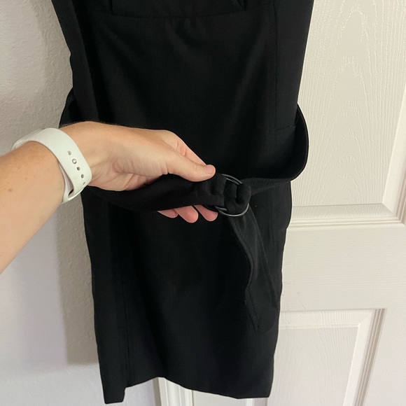 NWT AKRIS Punto black wool belted sleeveless faux wrap front dress size 8 - Picture 14 of 15